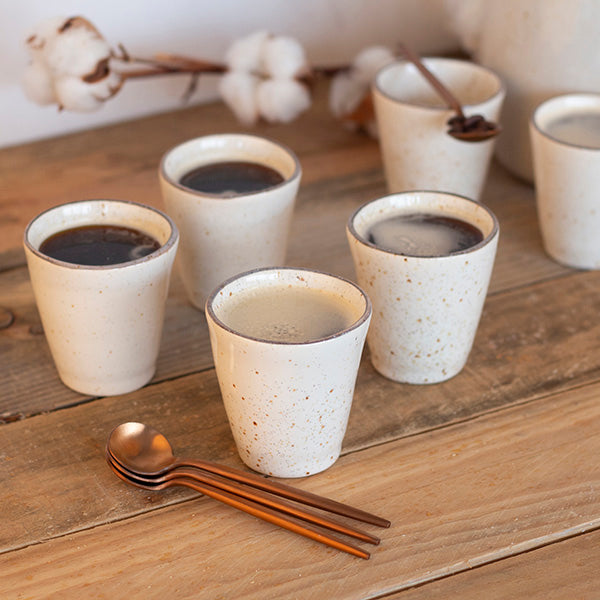 Tasse à café beiges en céramique - Lot de 6 tasses à café beiges – Calembour