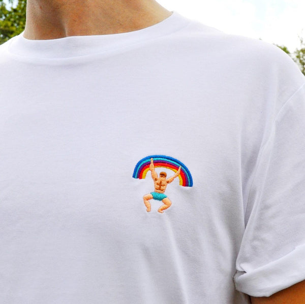 Tee-shirt homme broderie arc en ciel Rainbow man – Calembour
