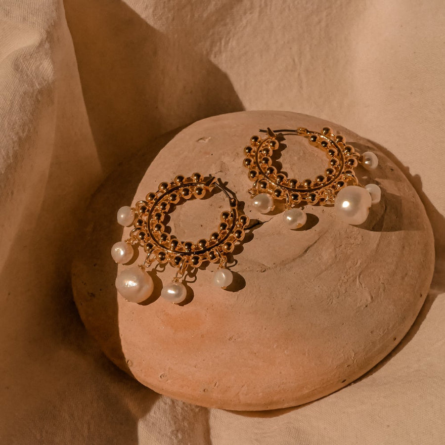Boucles d'oreilles créoles perles de culture