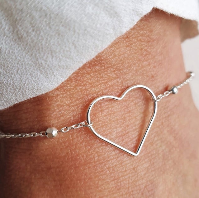 bracelet coeur argenté