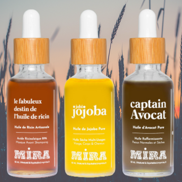 Huile de ricin, huile de jojoba, huile d'avocat pour cheveux Mira Calembour concept store