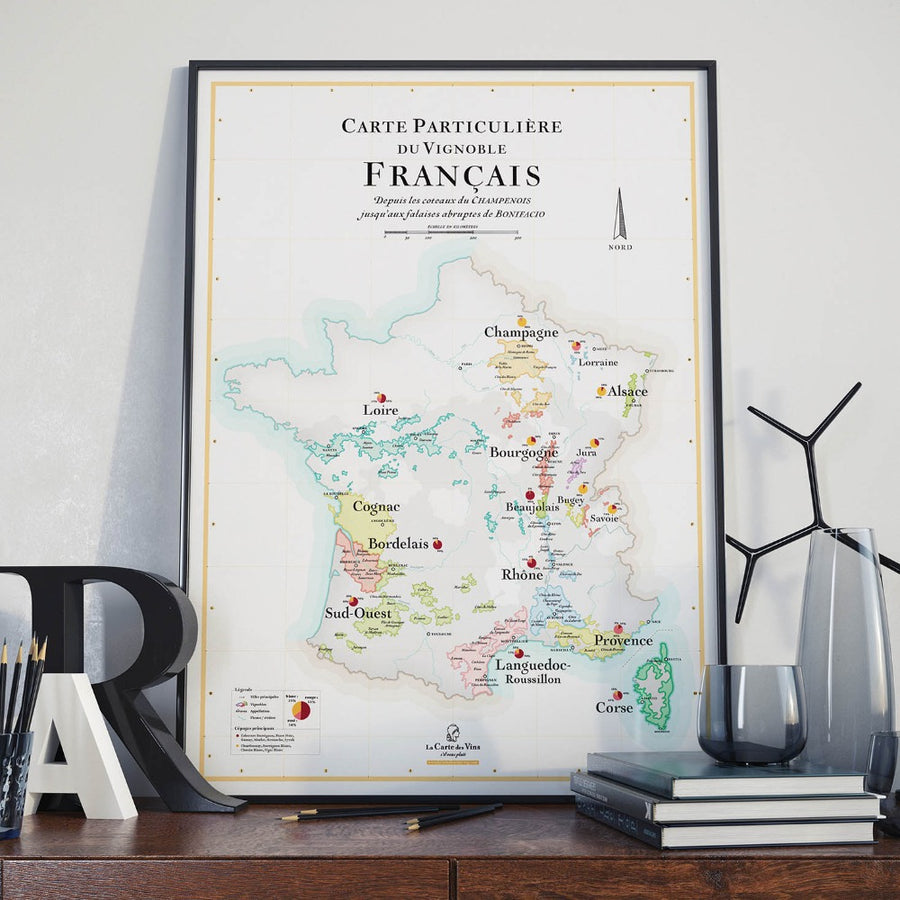 Affiche Vin et Yoga Homme 50x70 - Cartes des vins de France